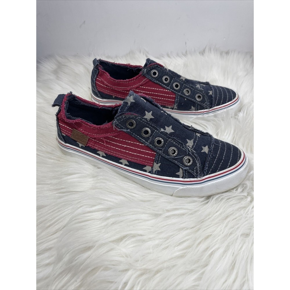 Blowfish Malibu Play Stars And Stripes Laceless Sneakers Navy Blue Red Women 7.5